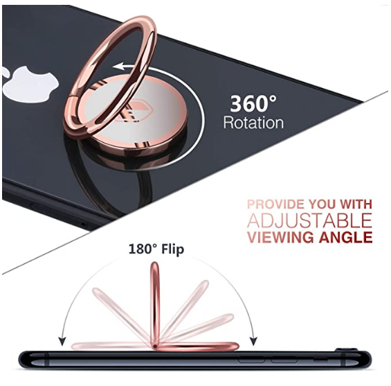 Phone Ring Holder Finger Kickstand - FITFORT 360° Rotation Metal Ring Grip for M...